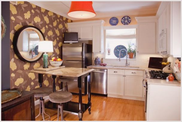 Выбираем дизайн для кухни 2015: фото обоев для маленькой кухни и особенности их поклейки
